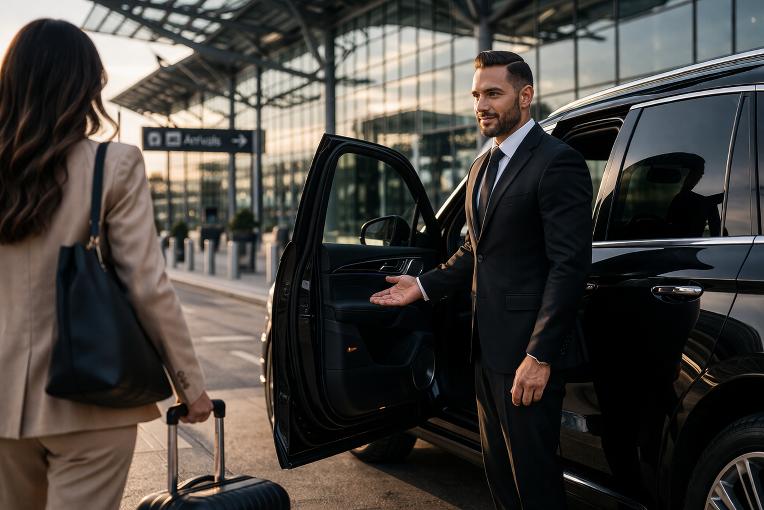 Professional driver providing meet and greet service